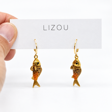 Load image into Gallery viewer, Colorful Enamel Fish Dangle Earrings  - E4-477D
