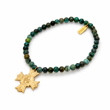 Load image into Gallery viewer, Stretch African Turquoise Bracelet French Religious Medal - FMB18A

