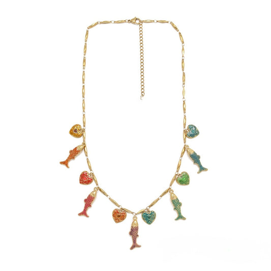 Hearts and Fish Rainbow Necklace - N2-2731