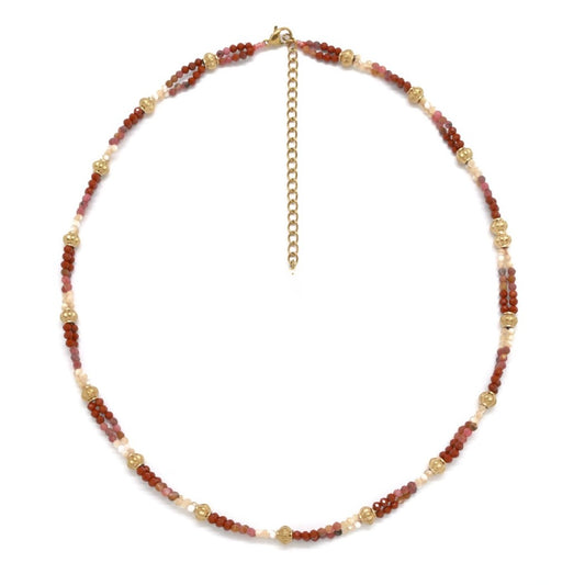Double Beaded Short Red Stone Necklace - N2-2746D