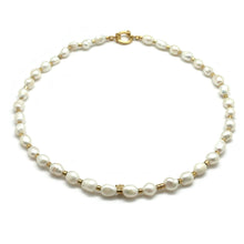 Load image into Gallery viewer, Luxury White Freshwater Pearls with 24K Gold Plate Short Necklace -French Flair Collection- N2-2295
