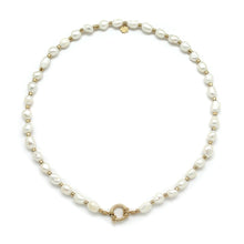 Load image into Gallery viewer, Luxury White Freshwater Pearls with 24K Gold Plate Short Necklace -French Flair Collection- N2-2295
