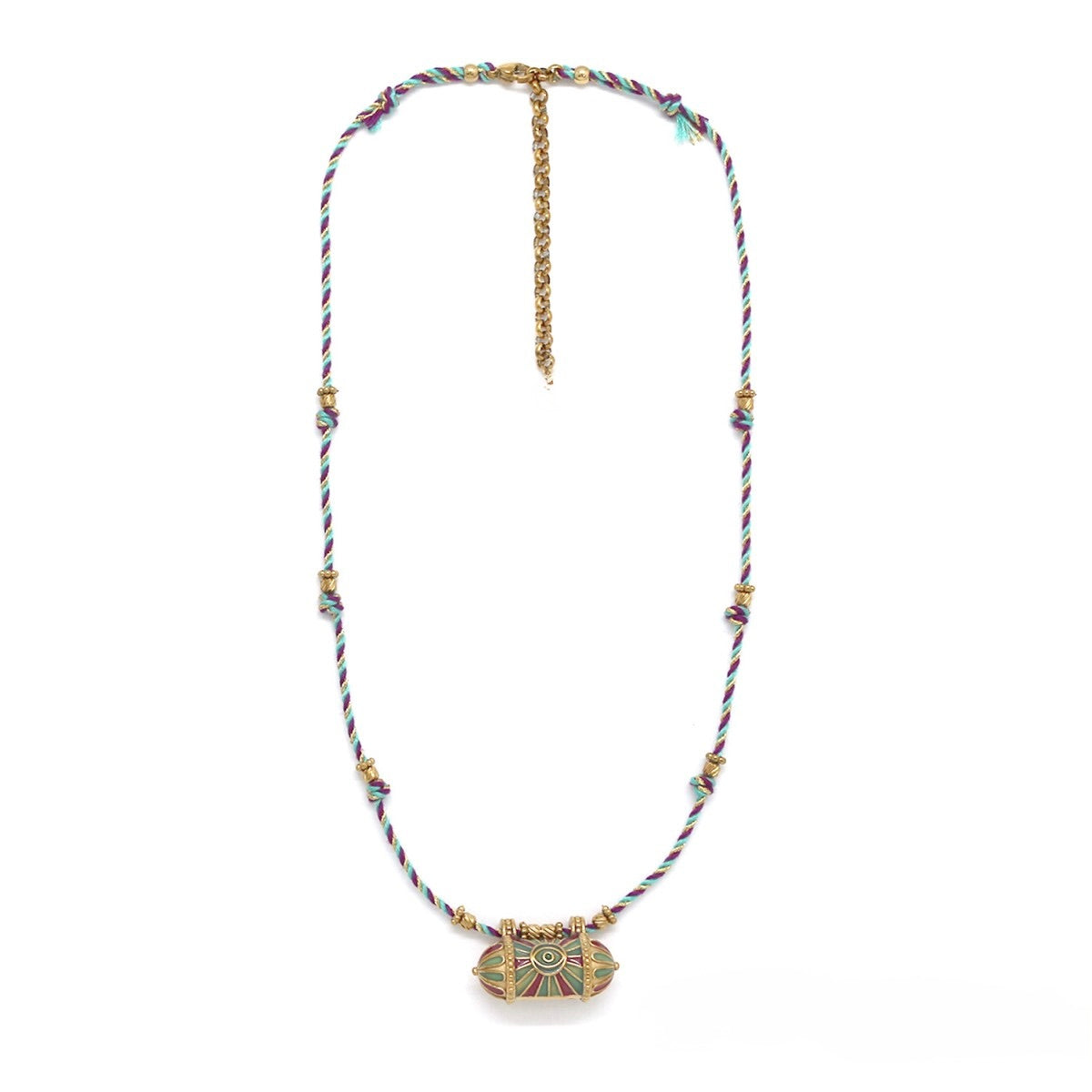 Cylindrical Bead Turquoise Evil Eye Necklace - N2-2771C