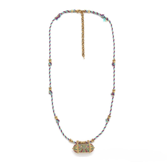 Cylindrical Bead Turquoise Evil Eye Necklace - N2-2771C