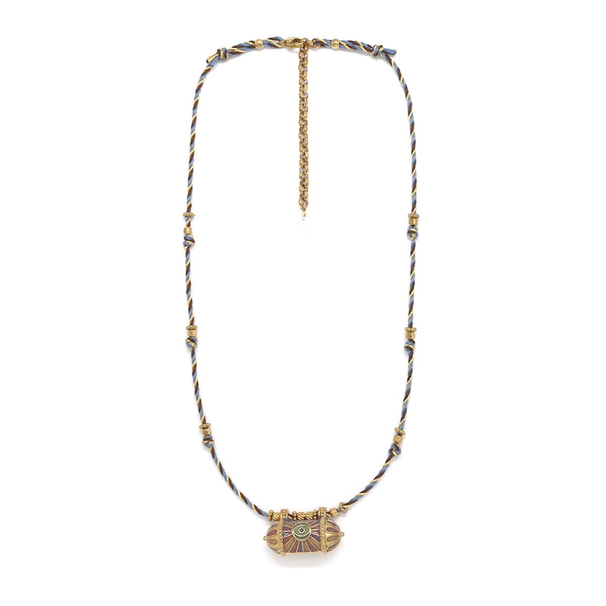 Cylindrical Bead Navy Evil Eye Necklace - N2-2771A
