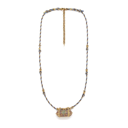 Cylindrical Bead Navy Evil Eye Necklace - N2-2771A