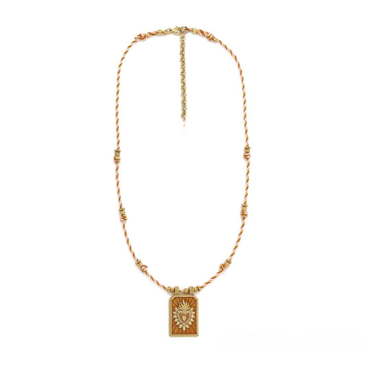 Flaming Heart Rust Earthy Necklace - N2-2711C