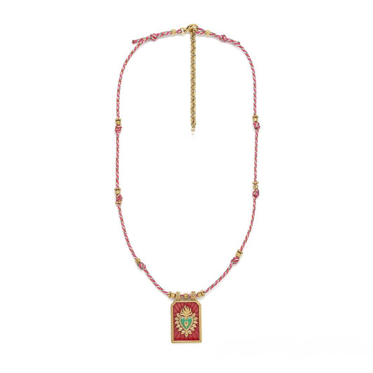 Flaming Heart Bright Fuchsia Necklace - N2-2711E