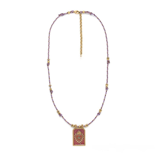 Evil Eye Flaming Heart Purple Necklace - N2-2712B