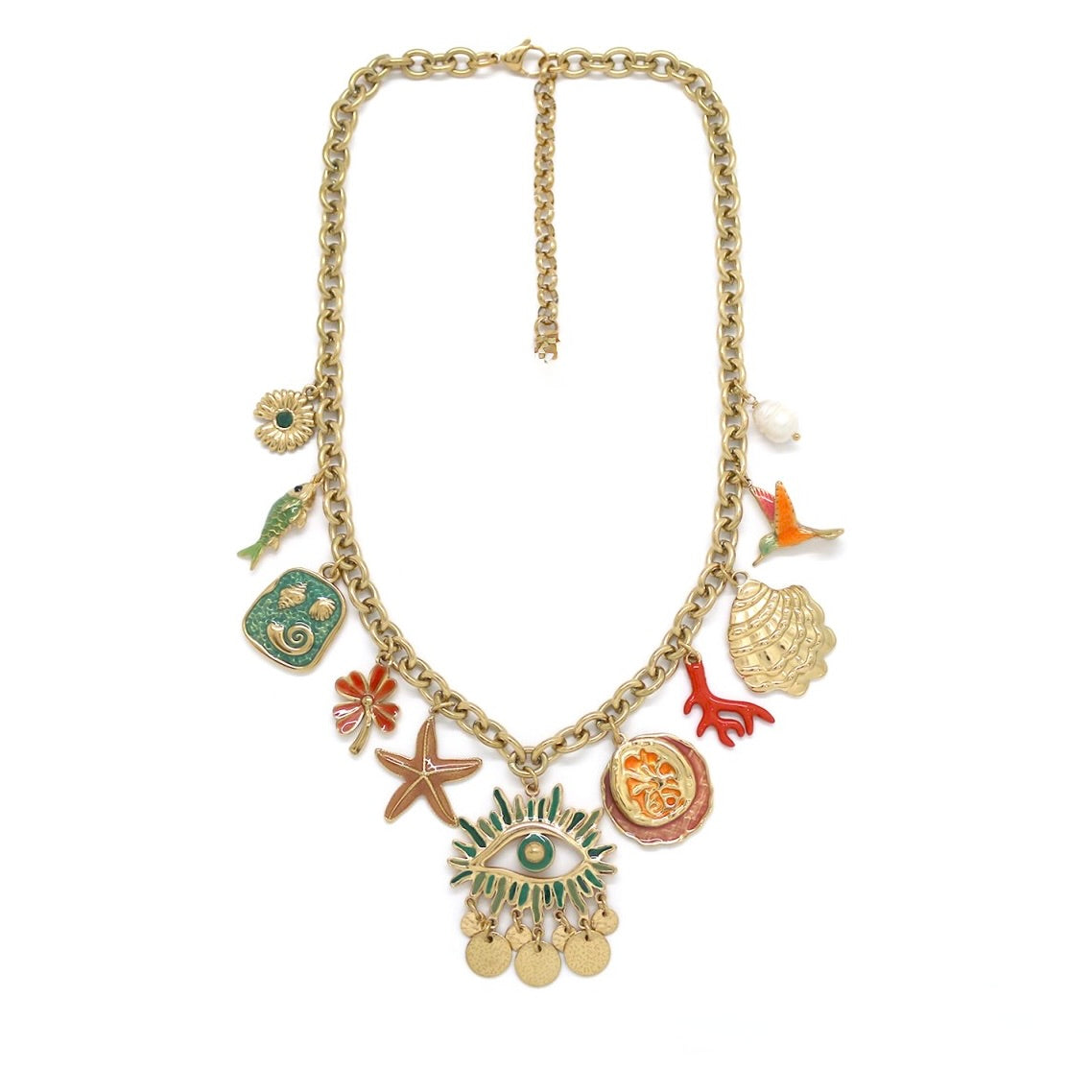 Evil Eye Fun Charm Chain Necklace - N2-2751