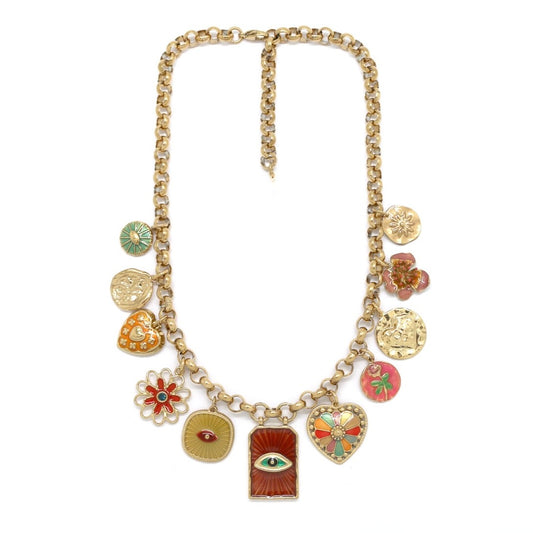 Evil Eye Heart Fun Charm Chain Necklace - N2-2752