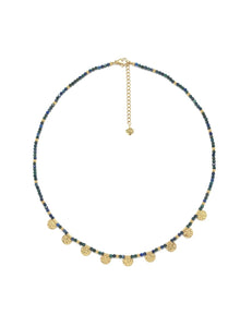 Faceted Azurite Short Necklace with 24K Gold Plate N2-2353 -French Flair Collection-