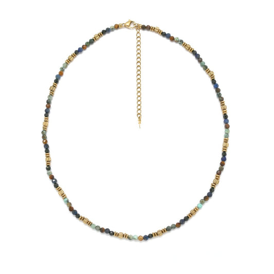 Short Semi Precious Stone and Gold Necklace - N2-2765B