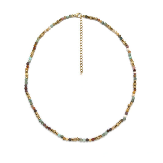 Short Semi Precious Stone and Gold Necklace - N2-2765C