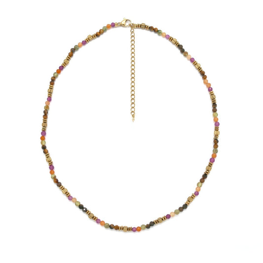 Short Semi Precious Stone and Gold Necklace - N2-2765A