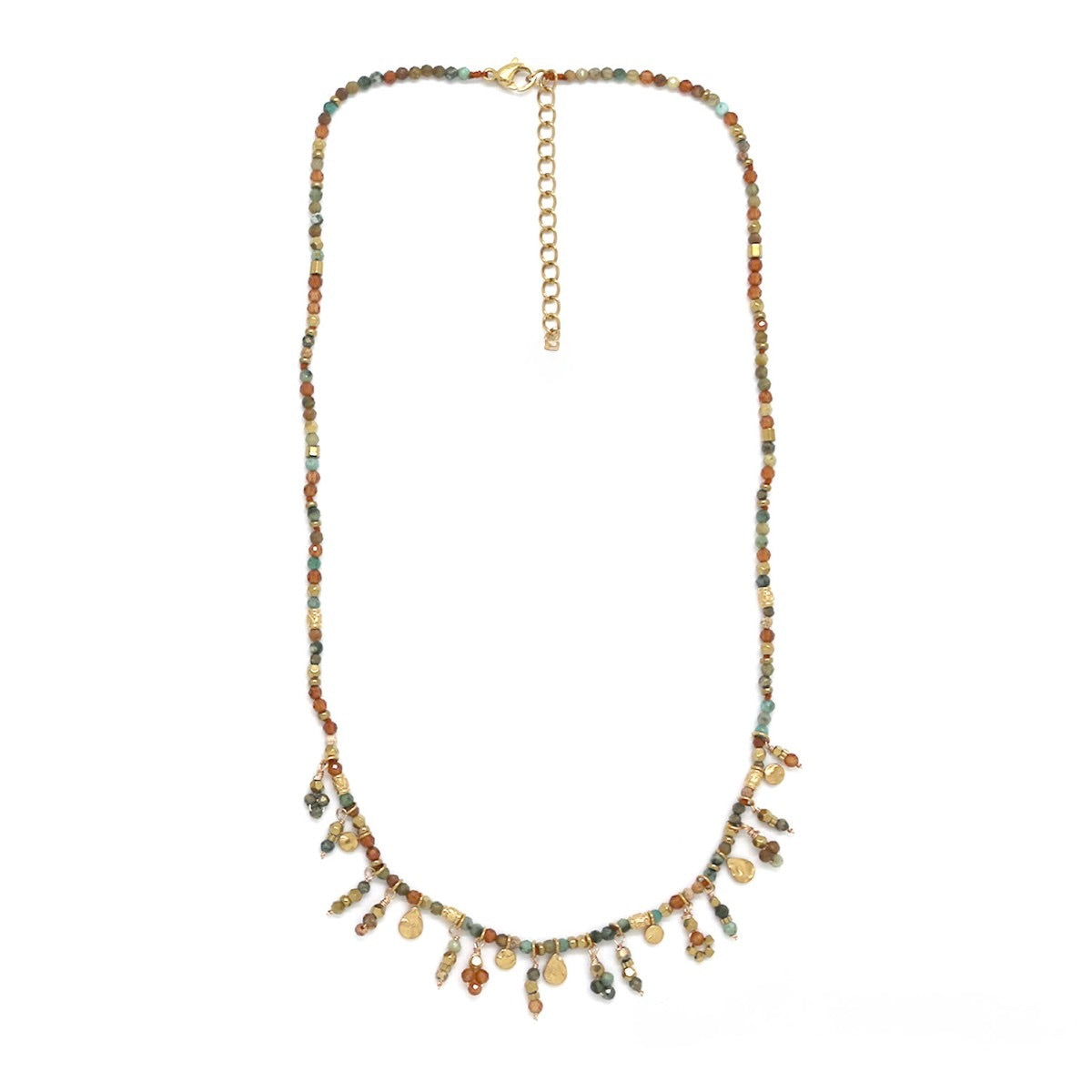 Mini Delicate Mixed Stone with Charms Necklace - N2-2714D
