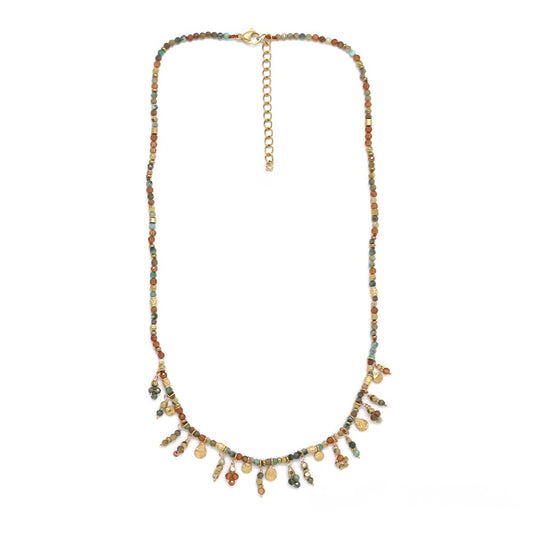 Mini Delicate Mixed Stone with Charms Necklace - N2-2714D