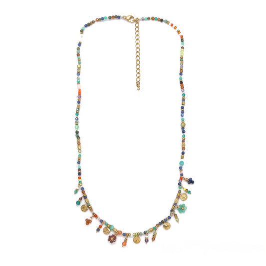 Mini Delicate Mixed Stone with Charms Necklace - N2-2714E