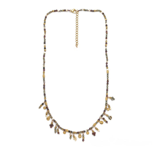 Mini Delicate Mixed Stone with Charms Necklace - N2-2714G