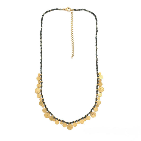 Gold Charm Jasper Stone Short Necklace - N2-2723J