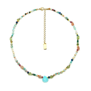Turquoise Drop on Semi Precious Stone Necklace -French Flair Collection- N2-2317