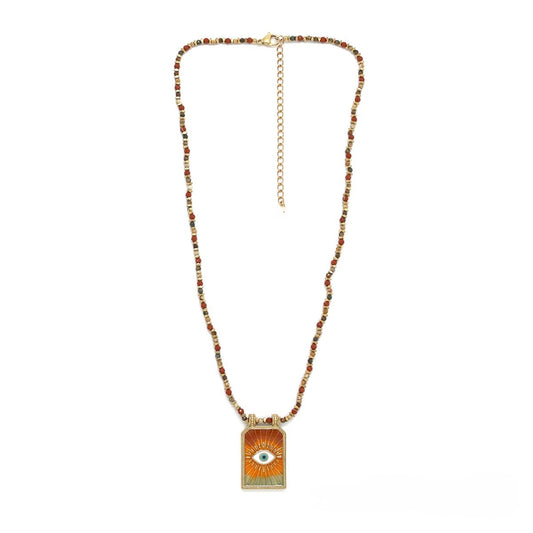 Evil Eye Semi Precious Stone Beaded Necklace - N2-2717B