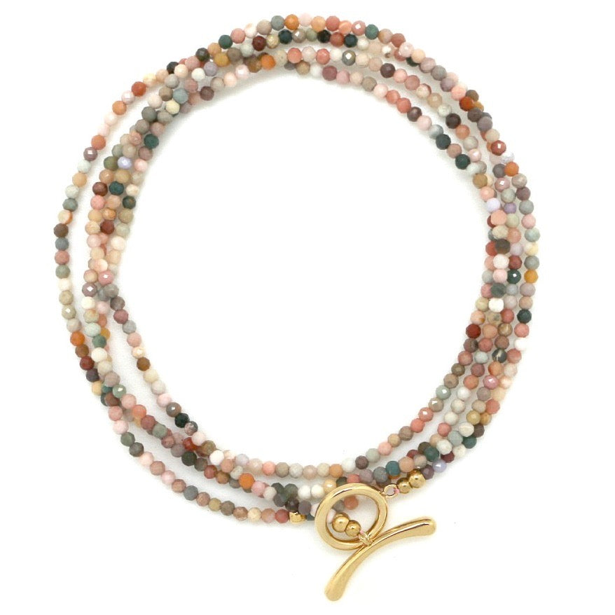 Faceted Alashan Agate Necklace or Wrap Bracelet N2-2349 -French Flair Collection-