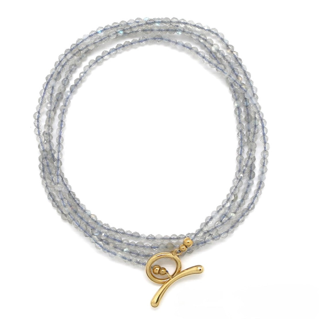 Faceted Labradorite Stone Necklace or Wrap Bracelet - N2-2719L