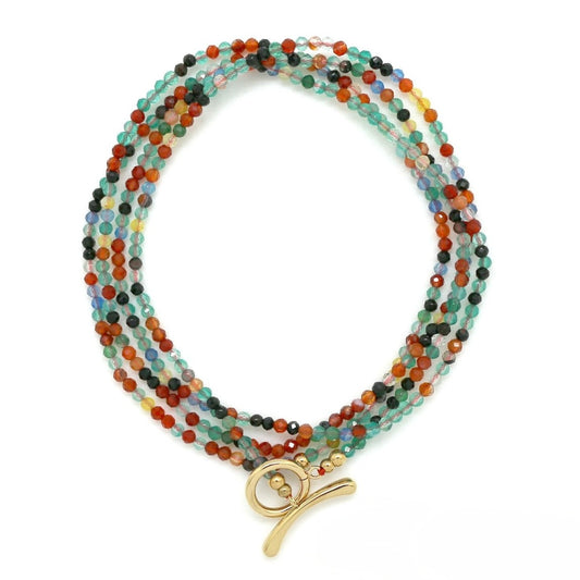 Faceted Semi Precious Stone Necklace or Wrap Bracelet - N2-2719M
