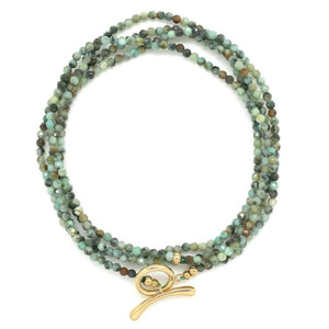 Faceted African Turquoise Wrap Bracelet or Necklace N2-2347 -French Flair Collection-