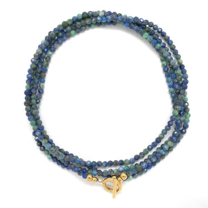 Faceted Azurite Necklace or Wrap Bracelet N2-2355 -French Flair Collection-