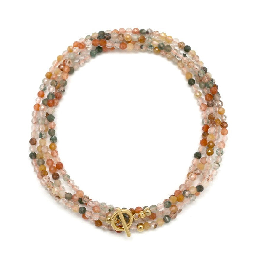 Long Mixed Semi Precious Stone Necklace or Wrap Bracelet -French Flair Collection- N2-2303