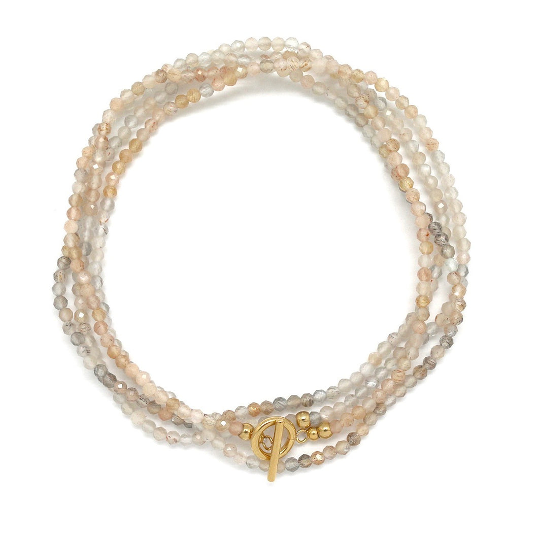 Faceted Moonstone Mix Necklace or Wrap Bracelet N2-2357 -French Flair Collection-