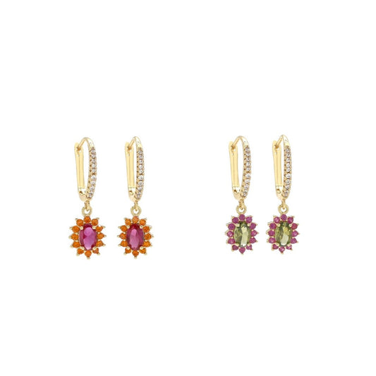 Oval Rhinestone Huggie Earrings - E4-420