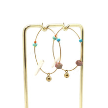 Load image into Gallery viewer, Freshwater Pearl and Stone Mix Simple Hoop -French Flair Collection- E4-153
