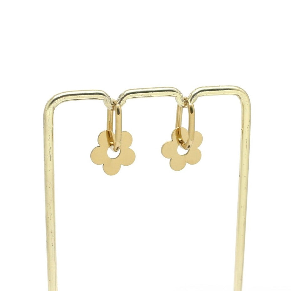 Gold Flower Hoop Earrings - E4-383