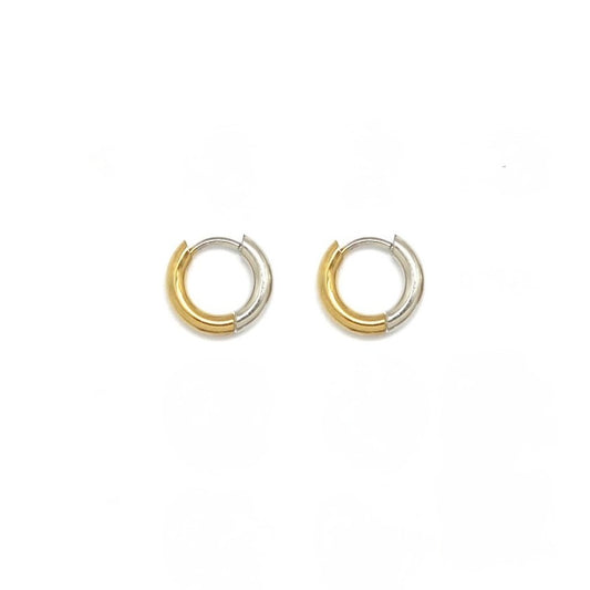 Two Tone Huggie Hoop Earrings - E4-388