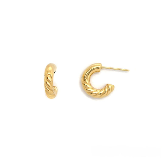 Twisted Gold Huggie Hoop Earrings - E4-391