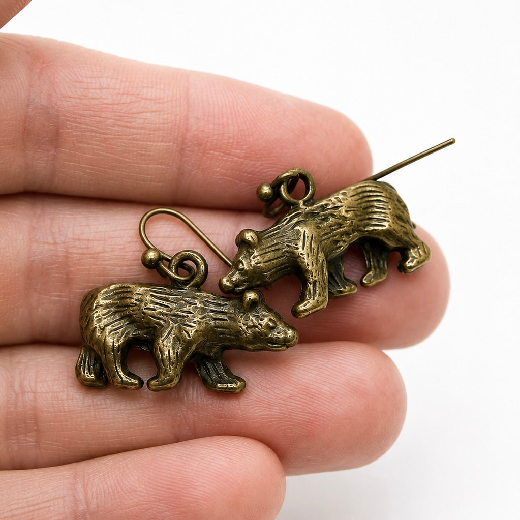 Brass Bear Earrings - E9-117