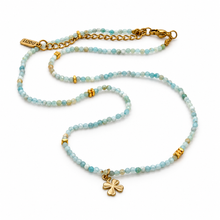 Load image into Gallery viewer, Faceted Mini Amazonite Short Delicate French Religious Medal Shamrock Necklace - FMN05
