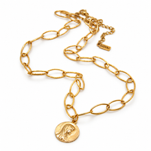 Load image into Gallery viewer, Gold Plated Stainless Steel French Religious Medal Short Necklace - FMN06
