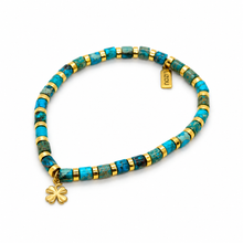 Load image into Gallery viewer, Simple Stone Stretch Bracelet with French Religious Medal - FMB01M

