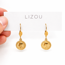Load image into Gallery viewer, Simple Bronze French Religious Medal Earrings - FME03
