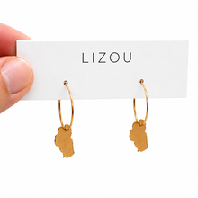 Load image into Gallery viewer, Large Delicate Gold Tahoe Charm Hoop Earrings - E9-201GL
