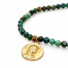 Load image into Gallery viewer, Stretch African Turquoise Bracelet French Religious Medal - FMB18C
