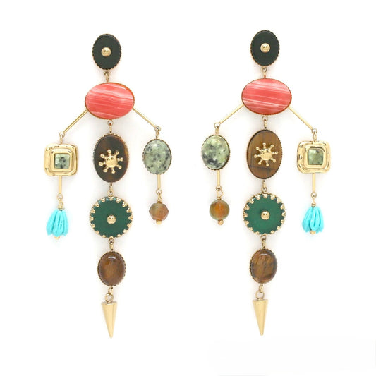 Museum Style Artsy Stone Mobile Earrings - E4-435