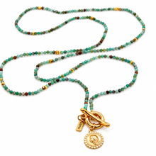 Load image into Gallery viewer, Faceted Mini Phoenix Stone Long Delicate French Religious Medal Necklace - FMN21
