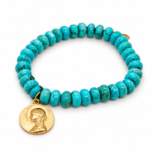 Load image into Gallery viewer, Stretch Turquoise Bracelet French Religious Medal - FMB13B
