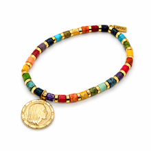 Load image into Gallery viewer, Simple Stone Stretch Bracelet with French Religious Medal - FMB01L
