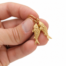 Load image into Gallery viewer, Small Gold Fish Dangle Earrings  - E4-478S
